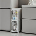 2-Tier Narrow Storage Cabinet, Slim Bathroom Storage Cabinet with Adjustable Shelves and Wheels, Narrow Organizer for Small Space, Bathroom, Kitchen, Laundry, White
