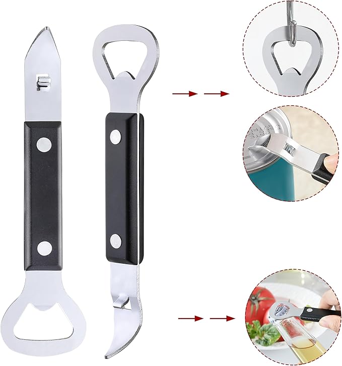 2PCS Bottle Opener, JINLIFA Stainless Steel Manual Can Punch Bottle Cap Beer Bottle Openers, Dishwasher Safe