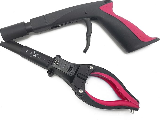Grabber Reacher Tool 19" Aluminum Magnetic Claw with LED Light, Reacher Grabber Pickup Tool, Foldable Gripper Grabbers for Elderly Grab it Reaching Tool, Trash Grabbers Pickers, Red, By Luxet 2-Pack