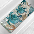 Blue Bathtub Mat Non Slip, 40x16 inch Bath and Shower Safety Mats, Vintage Sea Turtle Tub Mat for Bathroom, Tub Shower Mat with Drain Holes and Suction Cups