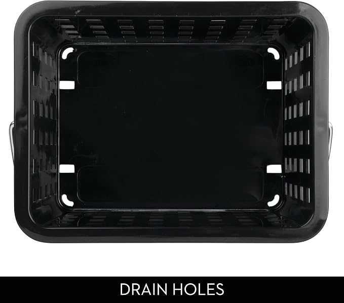 iDesign Plastic Shower Caddy Basket with Handle for Bathroom or College Dorm - Black - Made in USA