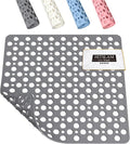 HITSLAM Shower Mat Anti Slip, 21x21 Inch No Odor Soft TPE Bathroom Shower Stall Floor Mat, Square Bath Mat for Tub Non Slip with Suction Cups and Drain Holes, Machine Washable, Soft on Feet, Grey