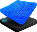 Gel Seat Cushion - 17x17 inch Extra Large Egg Seat Cushion Chair Pads with Non-Slip Cover for Sciatica & Back Pain - Office Chair Car Seat Cushion - Coccyx Cushion for Tailbone Pain