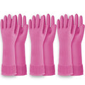 DABOGOSA Reusable Waterproof Household Dishwashing Cleaning Rubber Gloves, Non-Slip Kitchen Glove (Pink, Medium (Pack of 3))