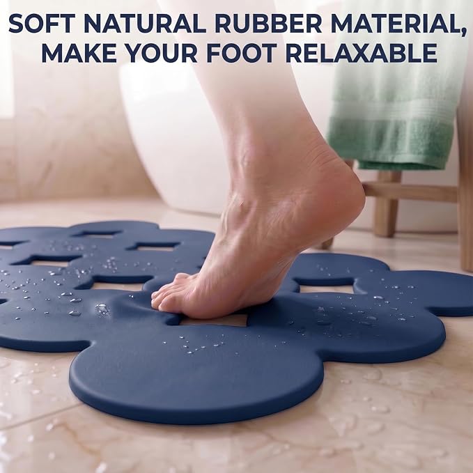 Webos Non Slip Bathtub Mat Shower Mat Bath Mat Tub Mats with Strong Suction Cups Soft Natural Rubber Bath Mat for Inside The tub (Ivy-Blue, 28x16 inch)