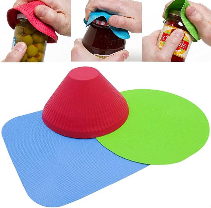Jar Gripper Multi Purpose Reusable Rubber Gripper Jar Opener Gripper Rubber Jar Multi Purpose Bottle Lid Openers Fit for Most Bottles Set of 3