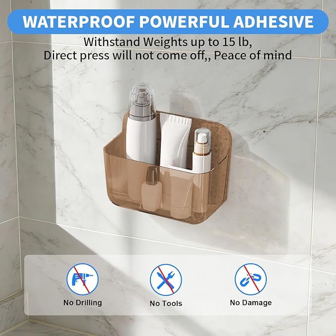 Diesisa 2pc Acrylic Wall Mount Organizer, Adhesive Cabinet Door Organizer,Acrylic Bathroom Shelves for Wall,No Drilling Hang Walls,with Self Adhesive Tape, for Bathroom, Kitchen, Living Room