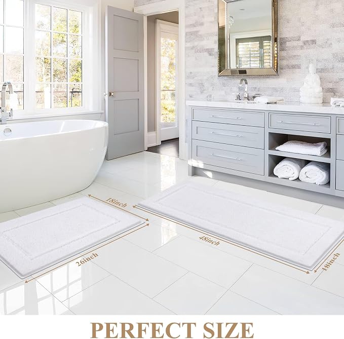 Pauwer Bathroom Rugs Sets 2 Piece, Non Slip Bath Mats for Bathroom, Absorbent Bath Rugs Floor Mat, Machine Washable Shower Rugs for Bath Floor, Tub and Shower