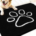 OLANLY Dog Door Mat for Muddy Paws 34x21, Paw Print Design, Absorbs Moisture and Dirt, Absorbent Non-Slip Washable Doormat, Quick Dry Chenille Mud Mat for Dogs, Entry Indoor Entryway Carpet, Black
