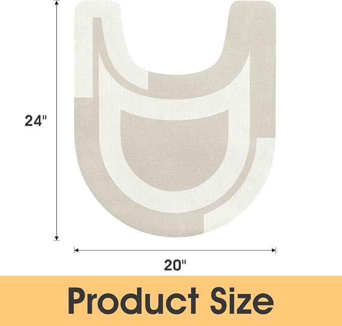 ACCUMTEK Non Slip Bath Mat, Thin Bathroom Rugs Fit Under Door, Quick Dry Bath Mats, Machine Washable Bath Rugs for Bathroom, Bathtub & Kitchen, Light Beige/Bordered/U-Shaped 24"x20"