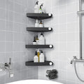 Sotfamily Plastic Shower Caddy Corner (for 90° Only), 4 Pack Adhesive Corner Shower Shelves for Smooth Wall Bathroom Organizers and Storage, Black
