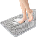 OTHWAY Non Slip Grassy Bathtub Mat : 27.5X15.7 inches Sturdy But Soft Bath Mat_Quick Drain Shower Floor Mat with Soft Bristles for Scrubbing Feet (Light Grey)