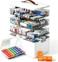 funest 4- Tier Medicine Storage Box Organizer Portable First Aid kit Box Sewing, Art, Craft with Handle, Multipurpose Medical Supply Organizer with Removable Tray 4-Tier Medicine Organizer Set