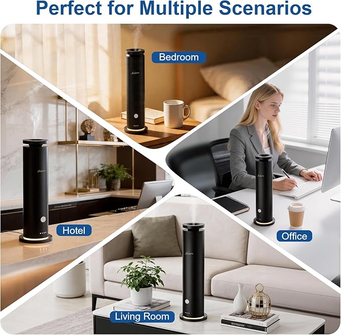 Waterless Scent Diffuser Starter Kit with 5 Essential Oils, Luxury Hotel-Class 1500 Sq Ft Cover Aromatherapy Diffuser Oil Machine, 6 Mist 4.06Oz Air Diffusers for Home Large Room Hotel SPA