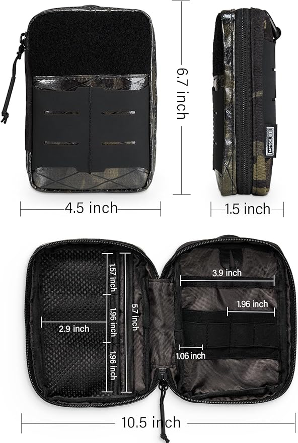 TACTICAL GEEK EDC Compact Waist Pocket Pouch, Multi-Purpose Molle EDC Pouch Gadget Organizer (E2.0-Black Camo)