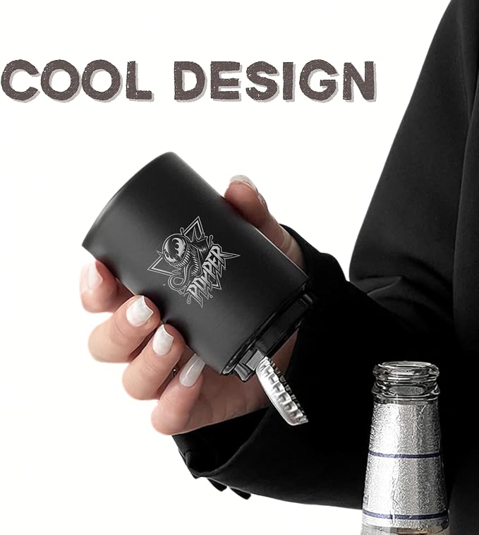 Magnetic Push Down Bottle Opener, Black, Automatic Beer Opener with Cool Design, Premium