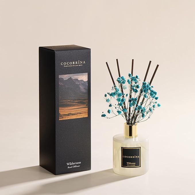 COCORRÍNA Reed Diffuser - Wilderness 6.7 fl oz Scented Diffuser with 8 Sticks Home Fragrance Reed Diffuser for Bathroom Shelf Decor