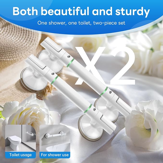 Collectible Trading Card Cases (Shower Grab bar_A) DOZAWA 2 Pack Suction Grab Bars No-Drill Handles for Elderly, Large Bathroom Safety Bars, Removable Balance Assist Bar for Those in Need