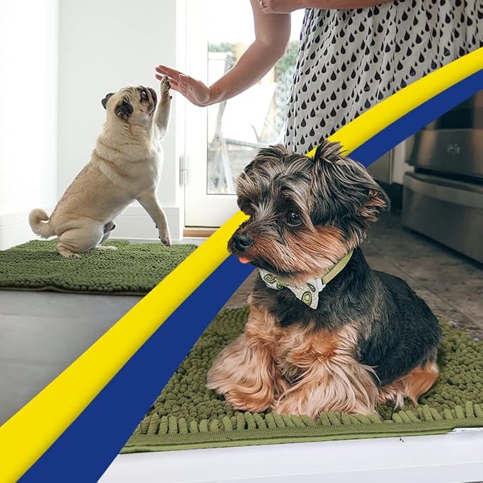 Muddy Mat® | Super Absorbent Door Mat Indoor, Microfiber Quick Dry Chenille Entryway Rug, Non-Slip Front Door Mat, Indoor Mats for Entryway, Machine Washable Pet Rug, Army Green 24"x60"