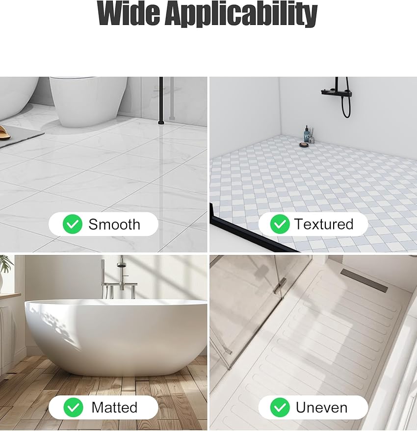Yonala Large Non Slip Shower Mat 39.4 x 31.5 Inch, Trimmable PVC Shower Floor Mat for Textured, Uneven Floors, Quick Drain Anti Slip Bath Mat for Walk-in Shower, Bathroom, Tub