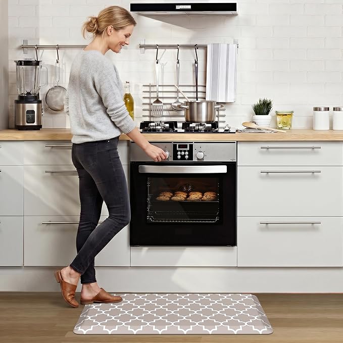 WISELIFE Anti Fatigue Floor Mat - 4/5 Inch Thick Kitchen Mat Non Slip Waterproof Heavy Duty Ergonomic Comfort Mat Durable for Home, Office, Sink, Laundry,(20" x 39", Khaki)