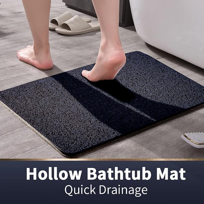 Asvin Soft Textured Bath, Shower, Tub Mat, 47x16 Inch, Phthalate Free, Non Slip Comfort Bathtub Mats with Drain, PVC Loofah Bathroom Mats for Wet Areas, Quick Drying