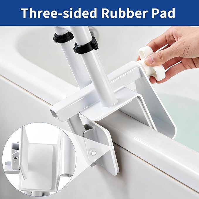 Adjustable Bathtub Grab Bar for Seniors - 3-Level Height Adjustment (13.7"-15.7"), Fits Tub Walls 3"-7", Safety Rail for Elderly & Disabled, Non-Slip Handle for Bathtub,Supports 300 lbs