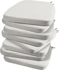 AAAAAcessories D-Shaped Chair Cushions, 2" Thick Dining Chair Pads with Ties and Removable, Machine-Washable Cover, 17" x 16", Set of 8, INatural Linen
