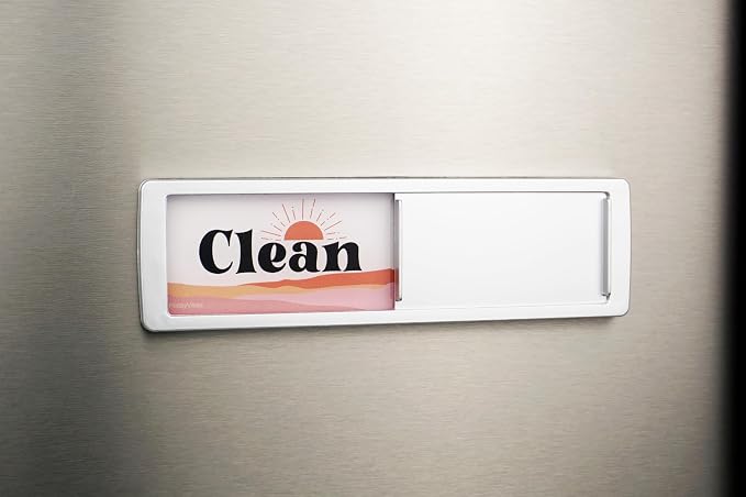 Dishwasher Magnet Clean Dirty Sign - Magnetic Signs That Say Clean/Dirty - Optional Sticker Adhesive for Non-Metal Stainless Steel Dish Washers - Boho Style