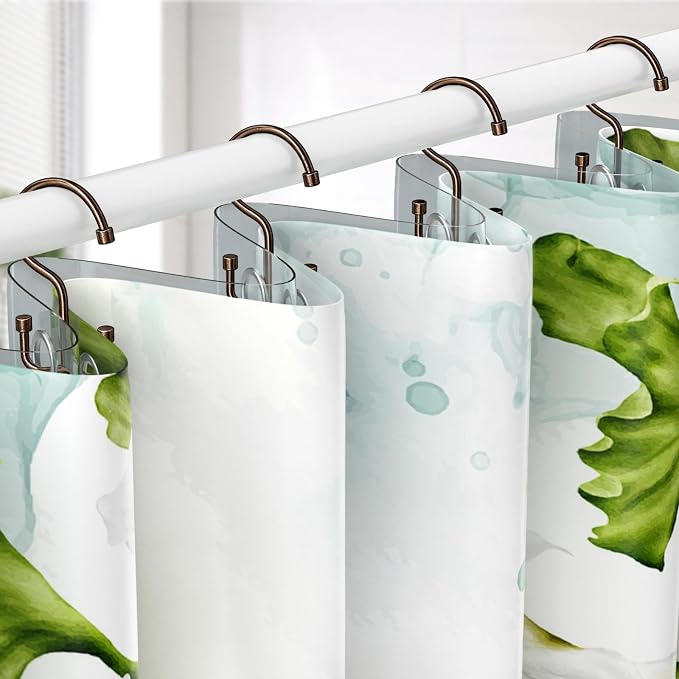 Goowin Shower Curtain Hooks, Shower Curtain Rings, Durable Rust Proof Shower Curtain Hangers, Shower Rings for Curtain, Double Glide Shower Hooks for Shower Curtain, Bronze, 24 Pack-Cylinders