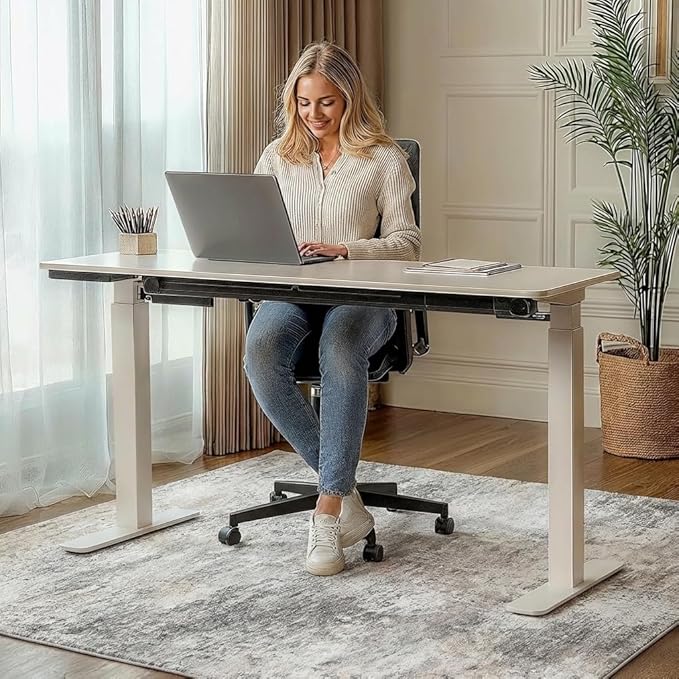 48"x72" Office Chair Mat for Hardwood Tile Floor, Under Desk Carpet Protector for Rolling Computer Chair Mat, Machine Washable Area Rug, Anti-Slip 1/5" Thick Low Pile Thin Vinyl Floor Mat, Mist Grey