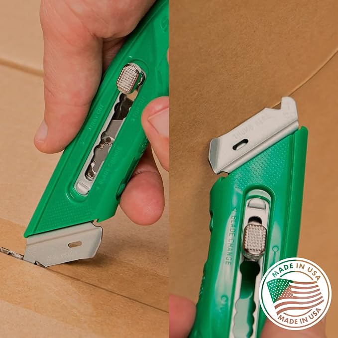 Pacific Handy Cutter S4L Safety Cutter, Retractable Utility Knife with an Ergonomical Design, Bladeless Tape Splitter, Steel Guard for Safety and Damage Protection, Warehouse and In-Store Cutting