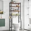 DUMOS Over-The-Toilet Storage Rack, 4-Tier Freestanding Bathroom Organizer Shelf Over Toilets with Adjustable Shelf and Basket, Space Saver Above Toilet Storage Cabinet with 3 Hooks for Rooms, Brown