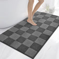 anllugs Bathroom Rugs 30" x 60", Non-Slip Extra Soft Absorbent Bath Rugs, Machine Washable Quick Dry Bath Mats for Bathroom Floor, Shower, Bathtub and Sink, Checkered Grey & Dark Grey