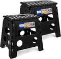 ACKO 2PACK Folding Step Stool - 13" Height Premium Heavy Duty Foldable Stool for Kids and Adults, Kitchen Garden Bathroom Stepping Stool (Black, 2PACK)