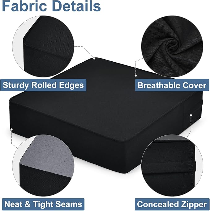 Shinnwa Gel Memory Foam Recliner Cushion for Elderly, Dual-Layer Foam Chair Pad, Extra Large Seat Cushion for Couch, Armchair, Wicker Chairs, Floor, 20 × 20 × 5in, Black