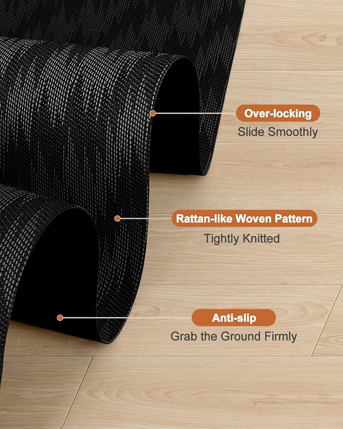 Blvornl Large Office Chair Mat for Hardwood Floor, Rolling Chair Mat for Hard Wood, Large Anti-Slip Hard Floor Protector, Heavy Duty Computer Desk Rug for Office and Home 35.4"*47.2" Black