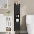 Hzuaneri Slim Bathroom Storage Cabinet, Narrow Bathroom Organizers and Storage with 4 Adjustable Feet, Laundry Room Organization for Small Space, Kitchen, Living Room, 2 Doors Black BC22404G