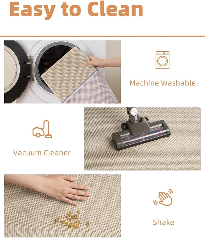 PADOOR Braided Toilet Rugs U Shaped, Non Slip Toilet Mats for Bathroom Floor Machine Washable Super Absorbent Contour Bath Rugs for Toilet Mat Quick Dry U Shaped Toilet Rug, 20''x24'' Light Beige