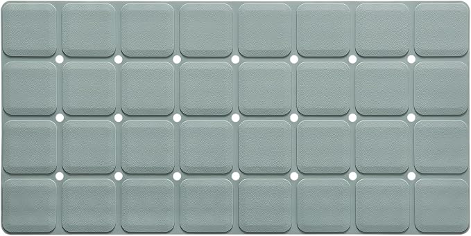 Webos Silicone Bath Mat with Suction Cups – Non-Slip Foldable Bathtub & Shower Mat, Durable & Quick-Dry Safety Tub Mat with Large Drain Holes for Families 28"x 14" Grey
