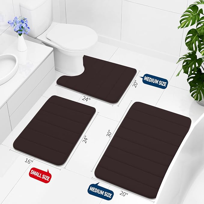 Buganda Memory Foam Bath Mat, 59" x 34", Ultra Soft and Non-Slip Bathroom Rugs, Water Absorbent and Machine Washable Bath Rug Runner for Bathroom, Shower, and Tub, Brown