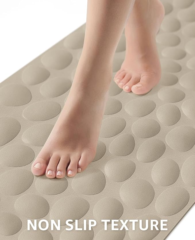 Bligli Bathtub Mat Non Slip, 16x31.5 inch Extra Long Bath Tub Mat with Strong Suction Cups, Soft Rubber Bathroom Floor Mat, Machine Washable, 100% BPA Free (Brown)