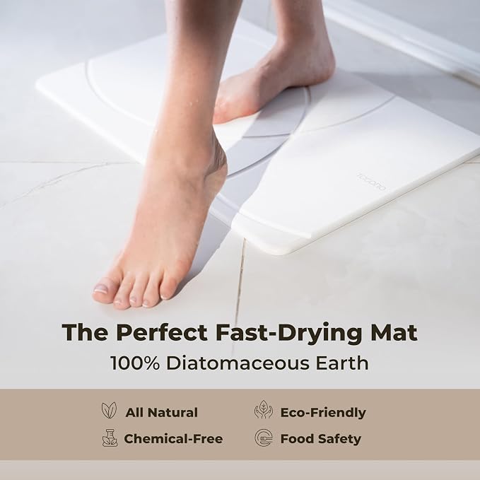 TOSORO - Stone Bath Mat Diatomaceous Earth Shower Mat Non-Slip Super Absorbent Diatomite Stone Bath Mats for Bathroom Floor Quick Drying Natural Easy to Clean (23.5 x 15) - Sandstone
