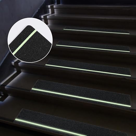 Anti Slip Tape with Glow in The Dark Stripe 6Inch x 20FT Best Grip Non Slip Strips Tape High Traction Abrasive Adhesive for Step