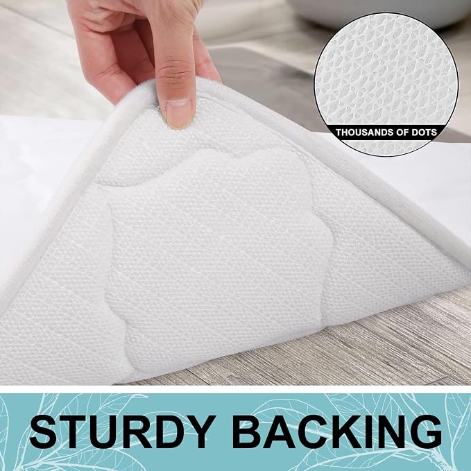 OLANLY Memory Foam Bath Mat Rug 70x24, Ultra Soft and Absorbent Bathroom Rugs, Non-Slip, Comfortable, Machine Washable Bath Carpet for Bathroom Floor, Tub, Shower and Home Decor Accessories, White