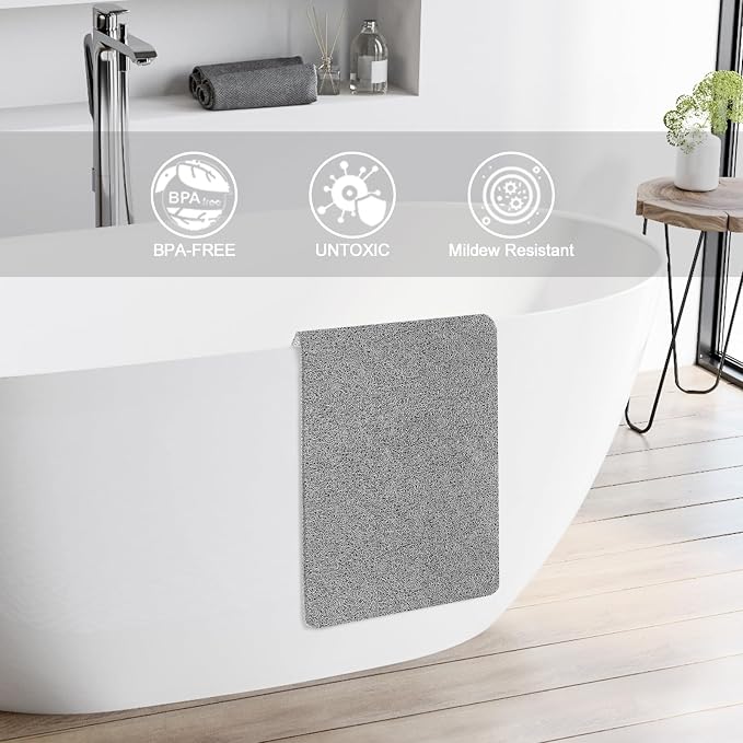 Bathtub Mat Shower Mat Non-Slip - 16x39 Inch Soft Comfort Bath Mat with Drainage Holes, PVC Loofah Massage Bathmat for Shower, Tub, Bathroom, Wet Areas, Quick Drying