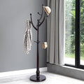 Bekrvio Tree Coat Rack Freestanding with Round Base, Unique Coat Hanger Stand, Heavy Duty Standing Coat Rack Clothes Stand for Winter Jacket, Hat, Entryway/Hallway/Bedroom, Red Brown