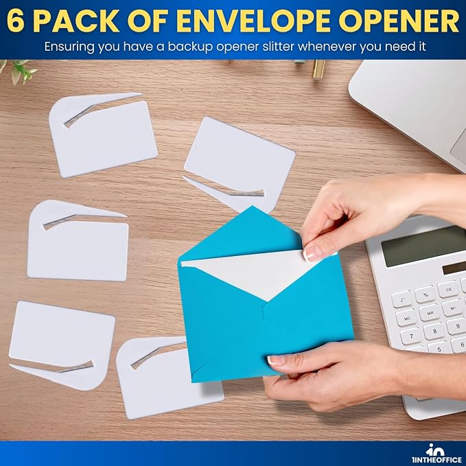 1InTheOffice Letter Opener, Envelope Opener Slitter Concealed Blade 2.5", White,6 Pack