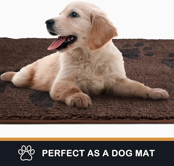 PURRUGS Dirt Trapping Door Mat 24" x 35.5", Non-Skid/Slip Machine Washable Microfiber Entrance Rug, Shoes Scraper, Dog Doormat, Super Absorbent Floor Mat for Muddy Wet Shoes and Paws, Brown