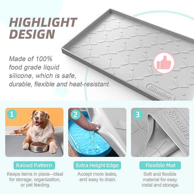 SIKADEER Under Sink Mat Waterproof 34" x 22", Silicone Mat Kitchen Drawer Shelf and Cabinet Liner, Sink Protector for Kitchen Organizers and Storage, Boot Tray Pet Food Mats